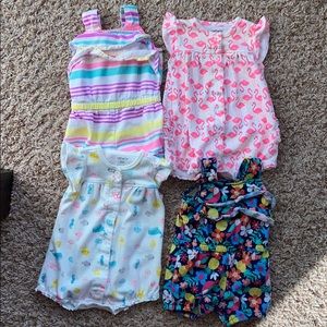 Lot of 4 3M baby girl shorts rompers.